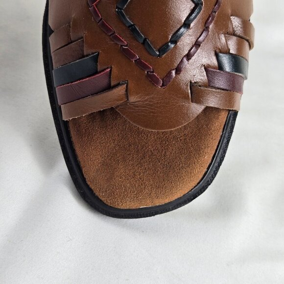 Dr Scholl's Size 8 Brown Leather Slingback Sandals Two-Tone Woven Cushioned - Picture 12 of 16